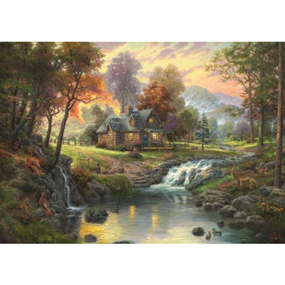 Puzzle Holzhaus am Bach, 1000 Teile