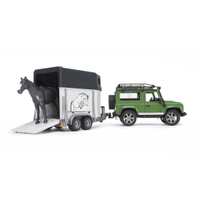 Bruder Land Rover Defender Station Wagon mit Pferdeanhänger & Pferd