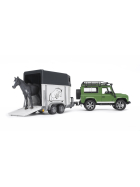 Bruder Land Rover Defender Station Wagon mit Pferdeanhänger & Pferd