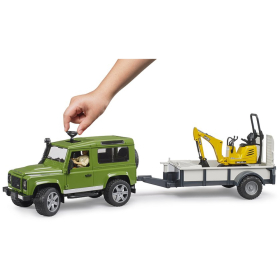 Bruder Land Rover Defender mit Anhänger, JCB Mikrobagger