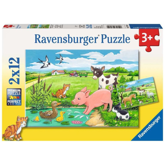 Puzzle Tierkinder auf dem Land, 2 x 12 Teile