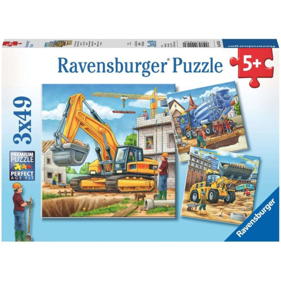 Puzzle Grosse Baufahrzeuge, 3 x 49 Teile