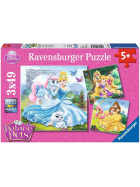 Puzzle Palace Pets - Belle, Cinderella und Rapunzel, 3 x 49 Teile