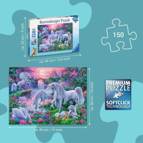 Puzzle Einhörner im Abendrot, 150 Teile