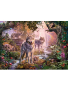 Puzzle Wolfsfamilie im Sommer, 1000 Teile