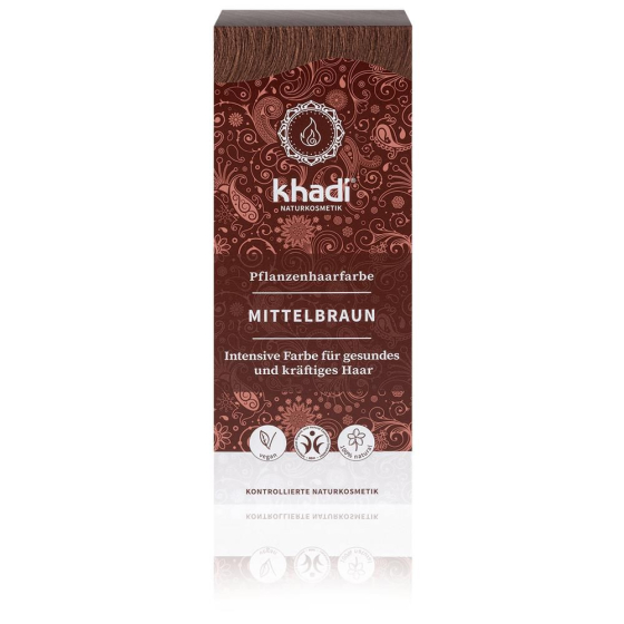 khadi Pflanzenhaarfarbe Mittelbraun, 100 g