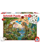 Puzzle Wilde Dinos inkl. Dinosaurier Tattoos, 150 Teile