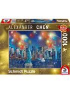 Puzzle Freiheitsstatue mit Feuerwerk, 1000 Teile