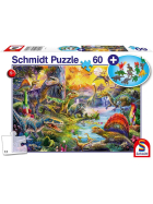 Puzzle Dinosaurier, 60 Teile (inkl. Dinosaurier-Figuren)