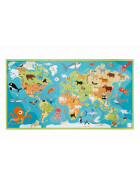 Puzzle Weltkarte mit Tieren, 100 Teile