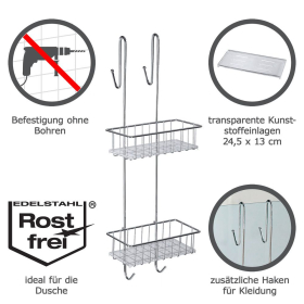 Wenko Edelstahl Badregal Aldo, 2 Etagen