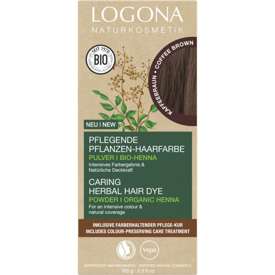 Logona Pflanzenhaarfarbe Pulver Kaffeebraun, 100 g