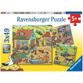 Puzzle Viel los auf dem Bauernhof, 3 x 49 Teile