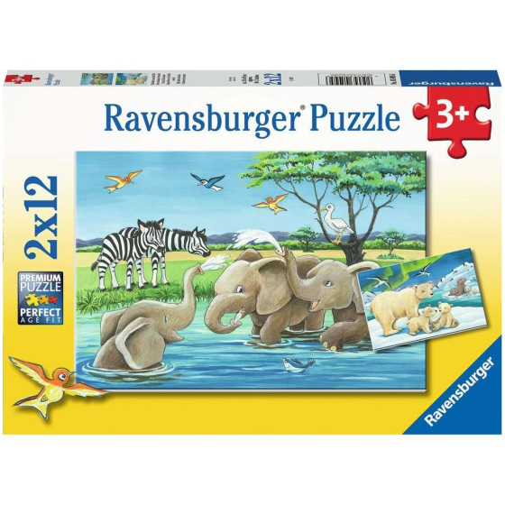 Puzzle Tierkinder aus aller Welt, 2 x 12 Teile