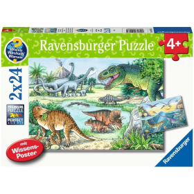 Puzzle Saurier und ihre Lebensräume, 2 x 24 Teile