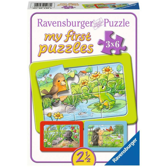 Puzzle Kleine Gartentiere, 3 x 6 Teile