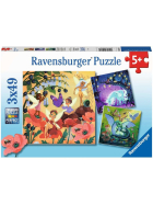 Puzzle Einhorn, Drache und Fee, 3 x 49 Teile