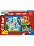 Puzzle Glumanda, Bisasam und Schiggy, 3 x 49 Teile