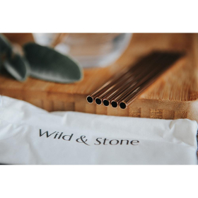 Wild & Stone Cocktail Trinkhalme aus Edelstahl, wiederverwendbar, rose gold, 6er Pack