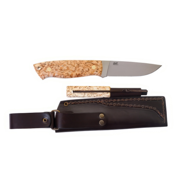 Brisa Trapper 95 Flat Stabilized Curly Birch Firesteel