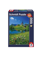 Puzzle Inzell, Einsiedlhof und Kirche St. Nikolaus, 1000 Teile