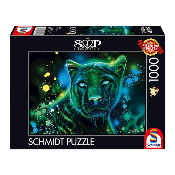 Puzzle Neon Blau grüner Panther, 1000 Teile