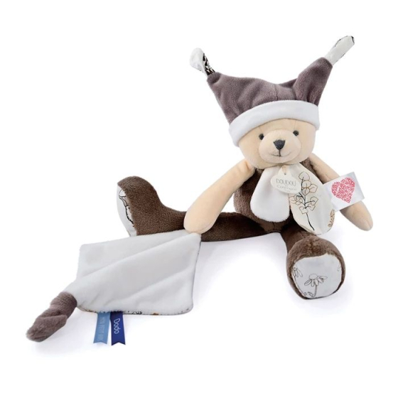 Doudou Schlenker-Bär mit Schmusetuch Tag&Nacht, taupe 35cm