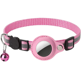 AirTag Halsband Nylon mit Reflektor, pink