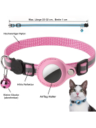 AirTag Halsband Nylon mit Reflektor, pink