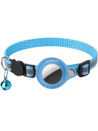 AirTag Halsband Nylon mit Reflektor, blau