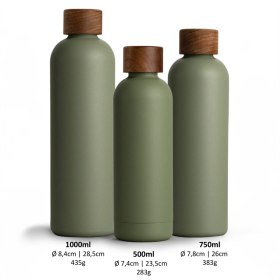 T&N Trinkflasche Edelstahl Wood Edition, 1000 ml, Olive Green