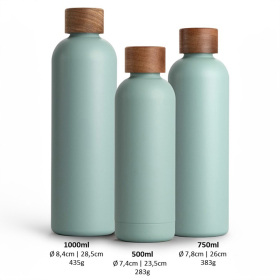 T&N Trinkflasche Edelstahl Wood Edition, 1000 ml, Aqua Turquoise