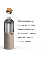 T&N Trinkflasche Edelstahl Wood Edition, 750 ml, Mud Grey