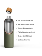 T&N Trinkflasche Edelstahl Wood Edition, 750 ml, Olive Green