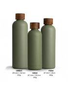 T&N Trinkflasche Edelstahl Wood Edition, 750 ml, Olive Green