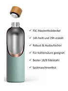 T&N Trinkflasche Edelstahl Wood Edition, 1000 ml, Sky Blue