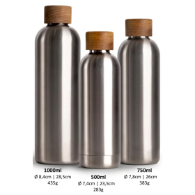 T&N Trinkflasche Edelstahl Wood Edition, 750 ml, Stainless Steel