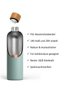 T&N Trinkflasche Edelstahl Wood Edition, 750 ml, Nude