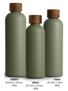 T&N Trinkflasche Edelstahl Wood Edition, 500 ml, Olive Green