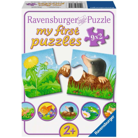 Puzzle Tiere im Garten, 2 x 9 Teile