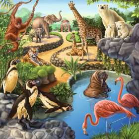 Puzzle Wald-, Zoo-, Haustiere, 3 x 49 Teile