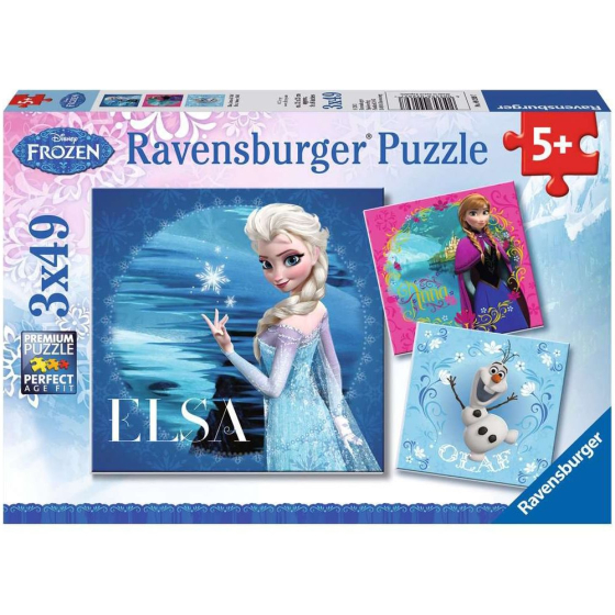 Puzzle Elsa, Anna & Olaf, 3 x 49 Teile